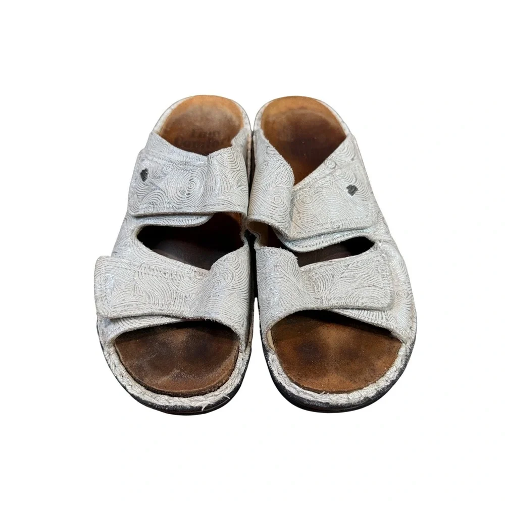 Finn Comfort Jamaika Sandals Slide Adjustable Strap White Silver Size 41 US 10
